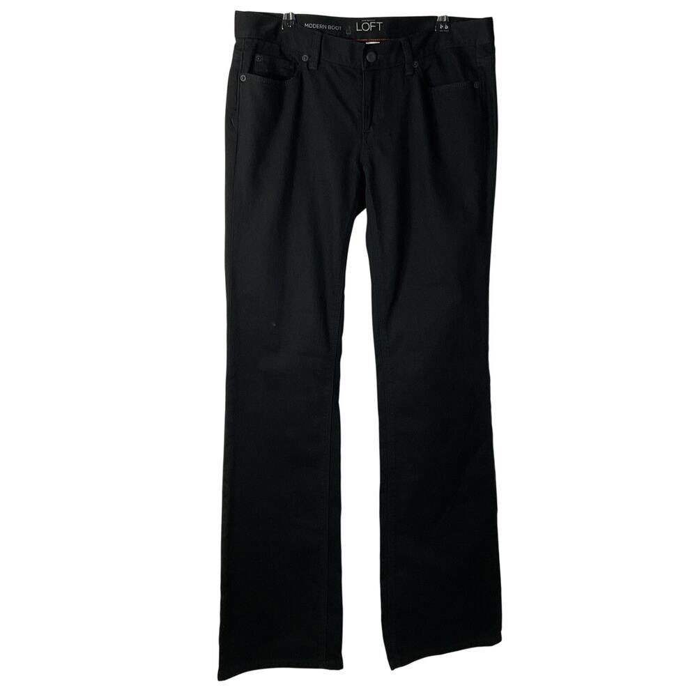 Ann Taylor LOFT Modern Boot Jeans Black Wash Low Rise Stretch Sz 8